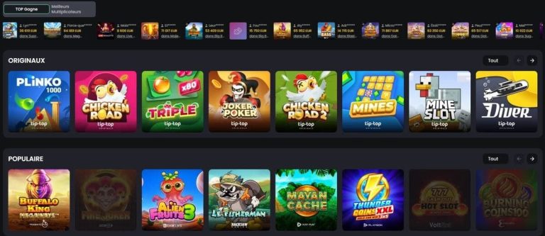 TipTop Bet Casino jeux