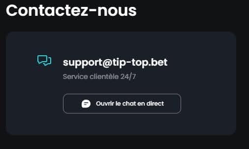 TipTop Bet Casino support client